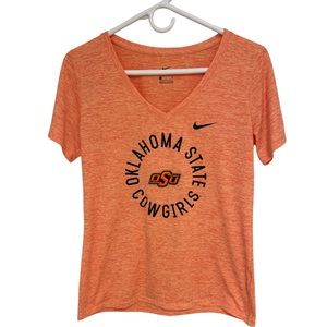 Nike NCAA OSU Cowgirls Dri-Fit V-neck Shirt Women’s Size Small Orange